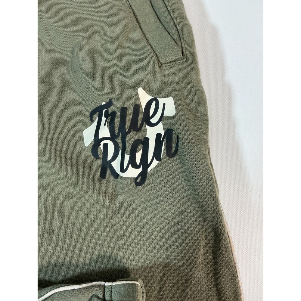 True Religion Men's Script Logo Jogger Sweatpants Green Olive Size L Flaw - Picture 7 of 11